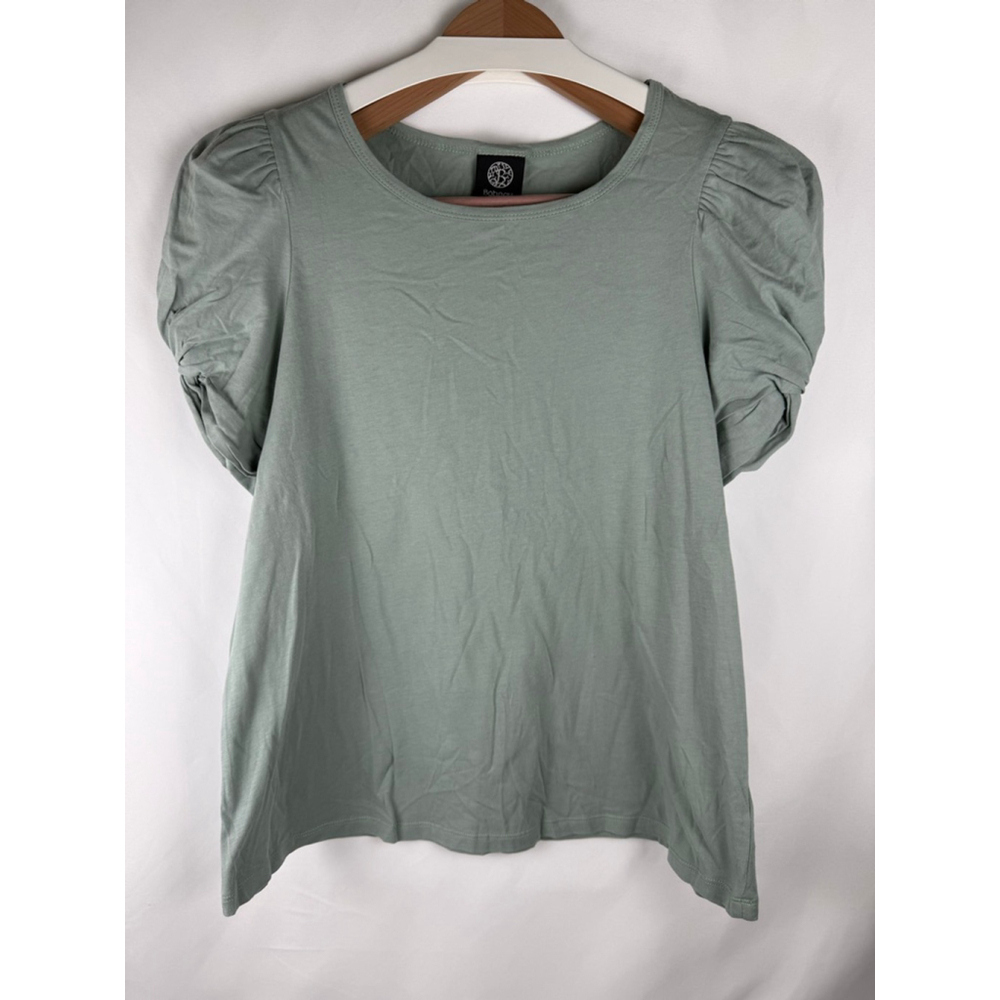 NWT Women's Boboau Green Puff Sleeve Top Plus Size 0X $12 w/$25 purchase - Picture 1 of 6